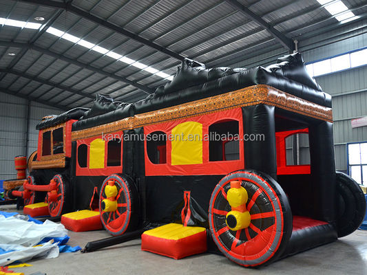 Cours d'obstacles de train gonflables Combo Bounce House pour les jeux pour enfants en plein air