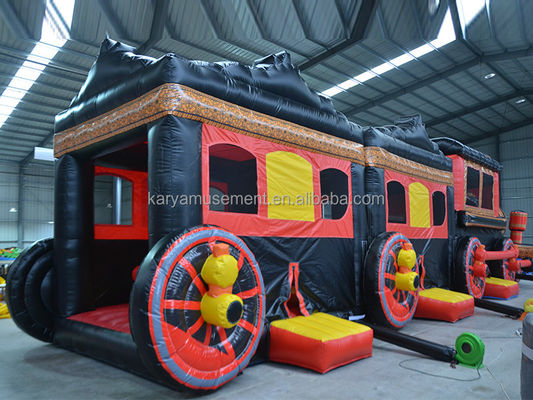 Cours d'obstacles de train gonflables Combo Bounce House pour les jeux pour enfants en plein air
