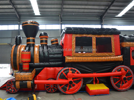 Cours d'obstacles de train gonflables Combo Bounce House pour les jeux pour enfants en plein air