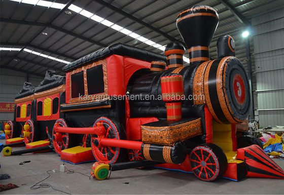 Cours d'obstacles de train gonflables Combo Bounce House pour les jeux pour enfants en plein air