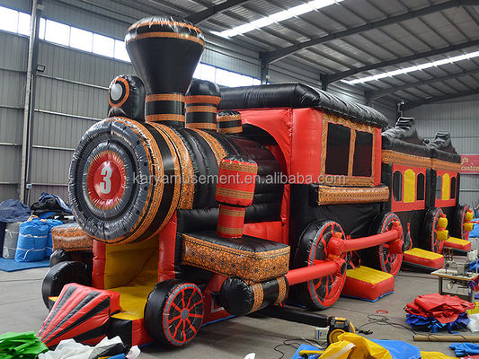 Cours d'obstacles de train gonflables Combo Bounce House pour les jeux pour enfants en plein air
