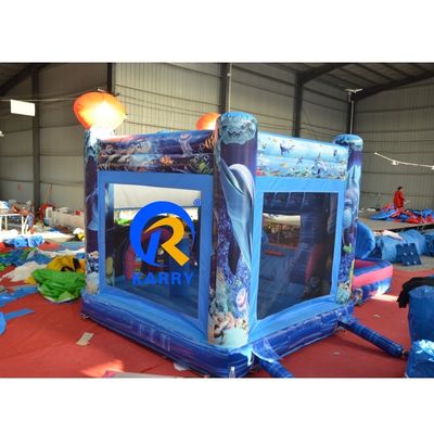 Parc aquatique gonflable avec diapositive maison de rebond de sirène bleue unisexe et grande piscine