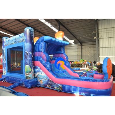Parc aquatique gonflable avec diapositive maison de rebond de sirène bleue unisexe et grande piscine