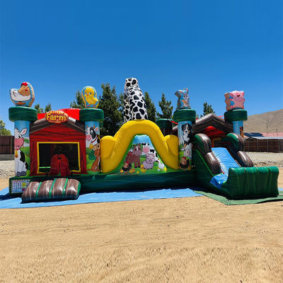Amusement intérieur et extérieur Commercial PVC gonflable Animal de ferme Château en rebond avec glissement