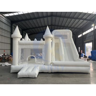 Kit de réparation et de soufflage CE comprenant une maison gonflable blanche de mariage avec glissement