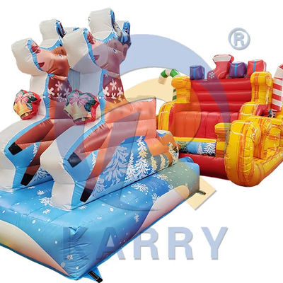 Blower inclus Commercial PVC gonflable Santa Sleigh Selfie avec des rennes pour la fête
