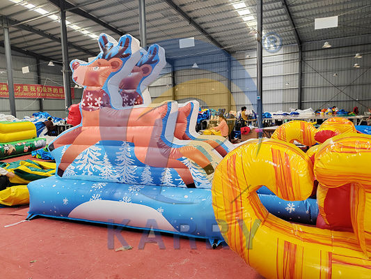 Blower inclus Commercial PVC gonflable Santa Sleigh Selfie avec des rennes pour la fête