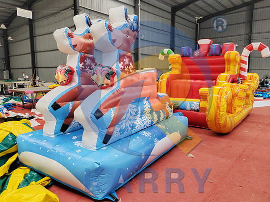 Blower inclus Commercial PVC gonflable Santa Sleigh Selfie avec des rennes pour la fête