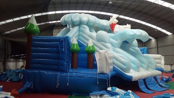 Taille personnalisée Ours polaire blanc Amusement parc aquatique Bounce House Château Slide Combo