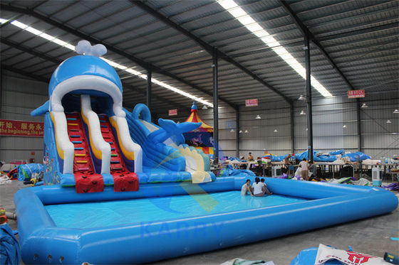 Glissière gonflable en PVC portable de 0,55 mm avec piscine et jouets à billes de natation