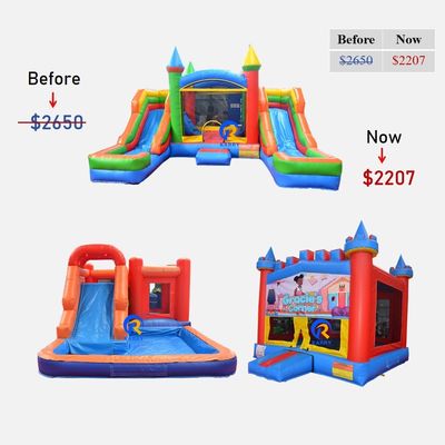 Blower inclus Maison gonflable commerciale avec glissière et piscine de château gonflable