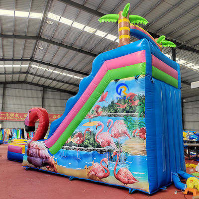Capacité maximale 100-500 kg toboggan gonflable avec piscine et design flamant