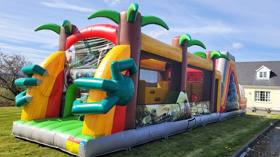 Course d'obstacles de dinosaures du Jurassique gonflable pour enfants et adultes