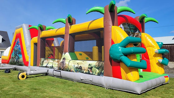 Course d'obstacles de dinosaures du Jurassique gonflable pour enfants et adultes