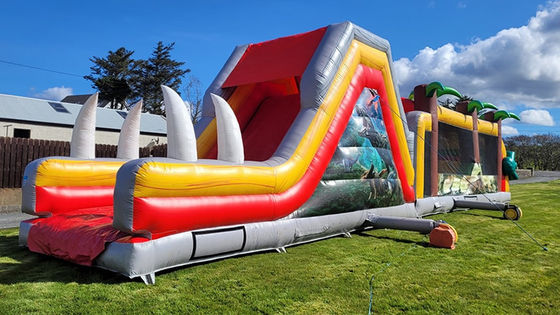 Course d'obstacles de dinosaures du Jurassique gonflable pour enfants et adultes