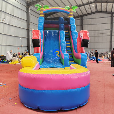Capacité maximale 100-500 kg toboggan gonflable avec piscine et design flamant