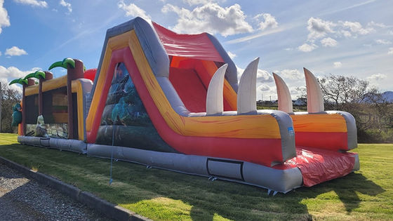 Course d'obstacles de dinosaures du Jurassique gonflable pour enfants et adultes