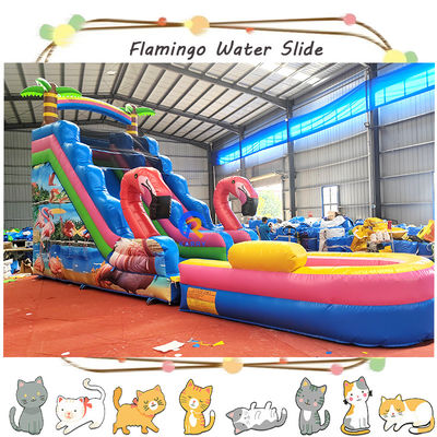 Capacité maximale 100-500 kg toboggan gonflable avec piscine et design flamant