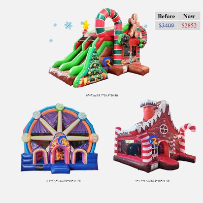 Commercial en plein air Noël gonflable Bouncer château glisser-déposer