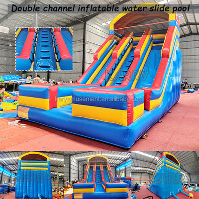 Jeux gonflables pour enfants Location de fêtes commerciales Glissière pneumatique à double voie en PVC