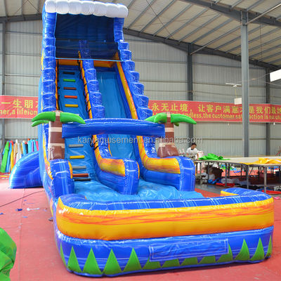 Impression numérique 23 pieds de haut Marbre bleu Fantasy Water Slide Jeux gonflables à louer