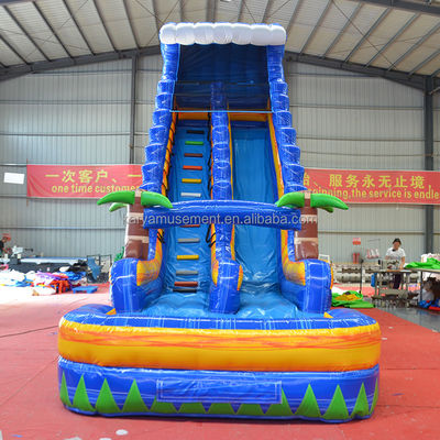 Impression numérique 23 pieds de haut Marbre bleu Fantasy Water Slide Jeux gonflables à louer
