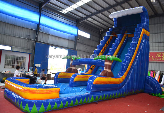 Impression numérique 23 pieds de haut Marbre bleu Fantasy Water Slide Jeux gonflables à louer