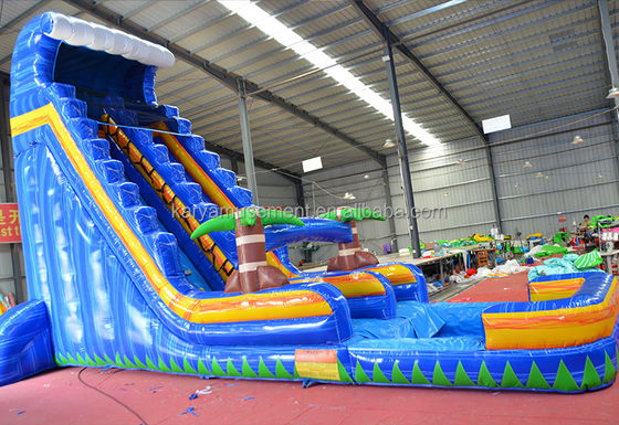 Impression numérique 23 pieds de haut Marbre bleu Fantasy Water Slide Jeux gonflables à louer