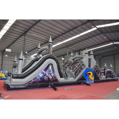 Caractéristiques PORTABLE Gris et Noir Course d'obstacles gonflable avec souffleur 18x3.5m personnalisé