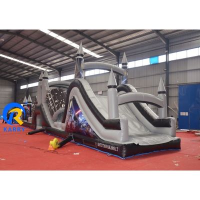 Caractéristiques PORTABLE Gris et Noir Course d'obstacles gonflable avec souffleur 18x3.5m personnalisé