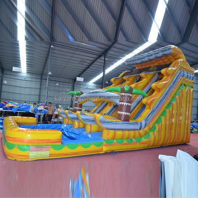 Symphonie jaune de marbre gonflable piscine à toboggan double pour les occasions commerciales