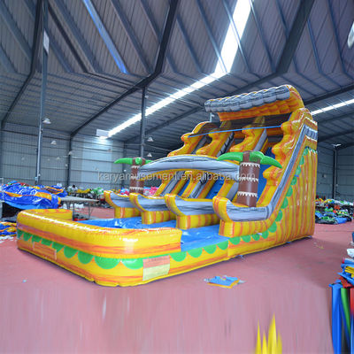 Symphonie jaune de marbre gonflable piscine à toboggan double pour les occasions commerciales