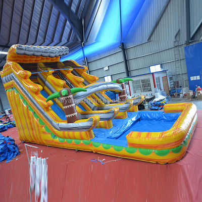 Symphonie jaune de marbre gonflable piscine à toboggan double pour les occasions commerciales