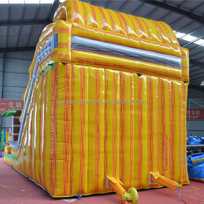 Symphonie jaune de marbre gonflable piscine à toboggan double pour les occasions commerciales
