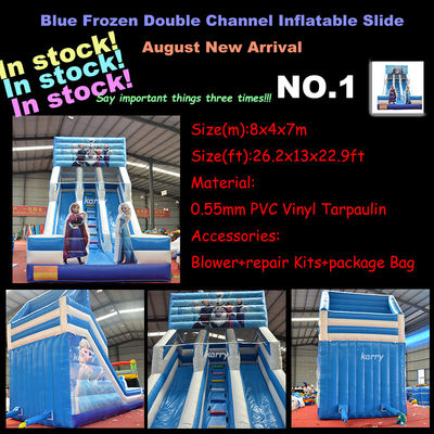 Maison à rebond blanc à double voie Tracteur Air Bouncer Water Slide gonflable Prêt à être expédié