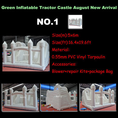Maison à rebond blanc à double voie Tracteur Air Bouncer Water Slide gonflable Prêt à être expédié