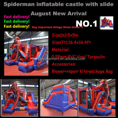 Unisexe Château pour enfants Maison de jeux avec diapositive Spiderman Château gonflable commercial