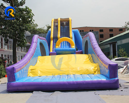 Grand parcours d'obstacles gonflables bleu populaire de l'eau N sec toboggan pour enfants et adultes