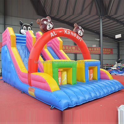 Maison de trampoline de 32 pieds 3 ours avec des toboggans gonflables et durables