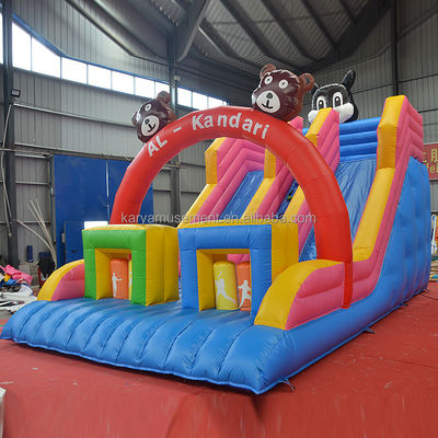 Maison de trampoline de 32 pieds 3 ours avec des toboggans gonflables et durables