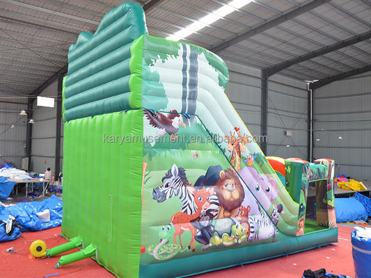 Amusement intérieur et extérieur 2024 PVC Jungle Animal double voie gonflable trottoir humide et sec