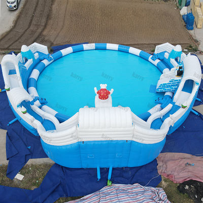 Capacité maximale 100-500 kg Grand parc aquatique gonflable avec piscine et toboggans