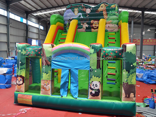 Amusement intérieur et extérieur 2024 PVC Jungle Animal double voie gonflable trottoir humide et sec