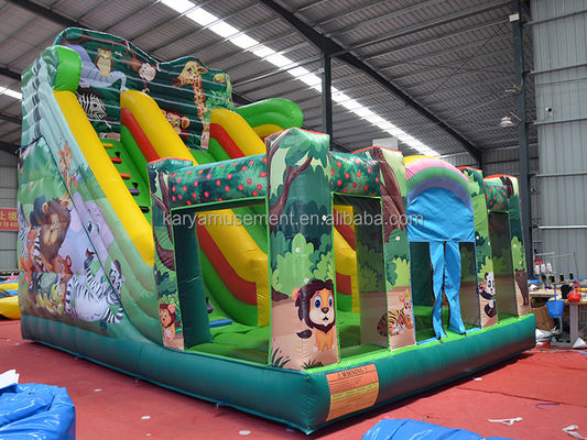 Amusement intérieur et extérieur 2024 PVC Jungle Animal double voie gonflable trottoir humide et sec