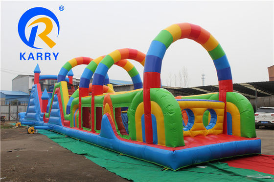 OEM Acceptable 64 pieds de long Jeux gonflables de parcours d'obstacles pour le parc d'attractions pour enfants