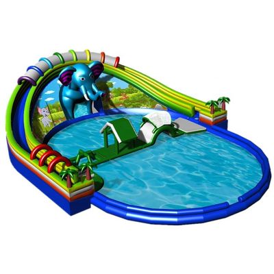 24*18m ou taille personnalisée Adorable bébé éléphant jeu d'obstacle gonflable parc aquatique