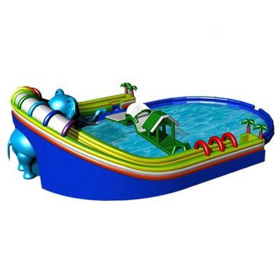 24*18m ou taille personnalisée Adorable bébé éléphant jeu d'obstacle gonflable parc aquatique