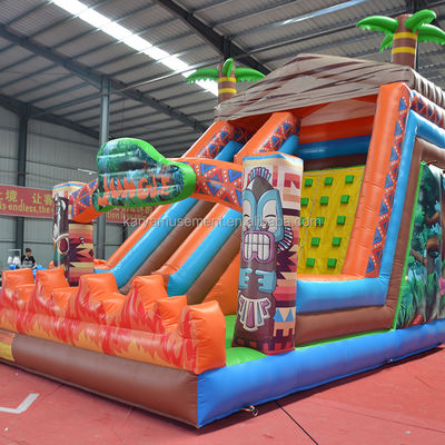 0.55mm PVC Tarpaulin JUNGLE primitive toboggan avec mur d'escalade et toboggan à rebond