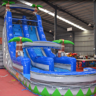 Impression numérique de qualité commerciale PVC bâche gonflable toboggan à eau avec piscine pour enfants