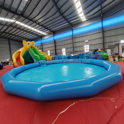 Couleur personnalisée PVC éléphant thème gonflable parc aquatique combo toboggan pour le terrain de jeu